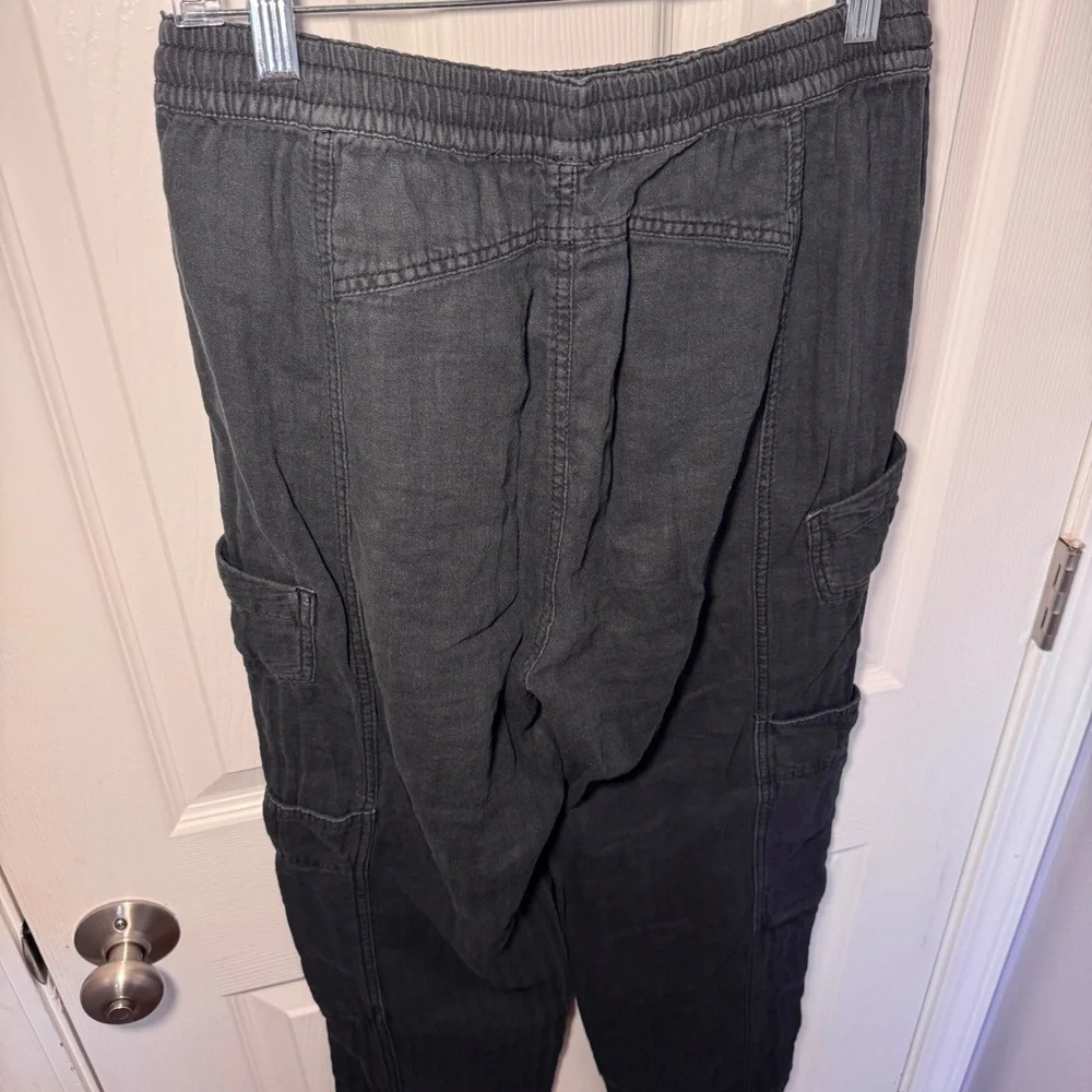 Free People Linen Blend Black Cargo Pants